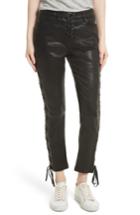 Women's Frame Lambskin Leather Lace-up Crop Pants - Black