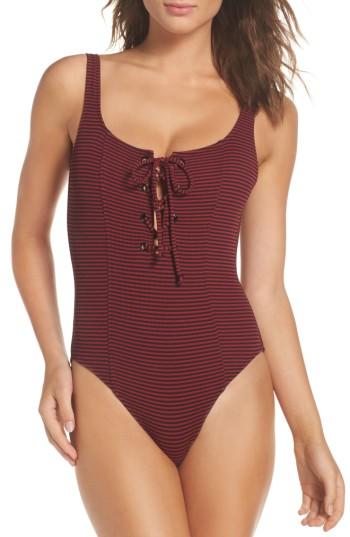 Women's Solid & Striped Sophia Ribbed One-piece Swimsuit