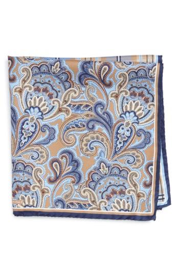 Men's Nordstrom Men's Shop 'three Panel' Silk Pocket Square, Size - Brown