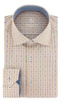 Men's Bugatchi Trim Fit Grid Check Dress Shirt - Orange