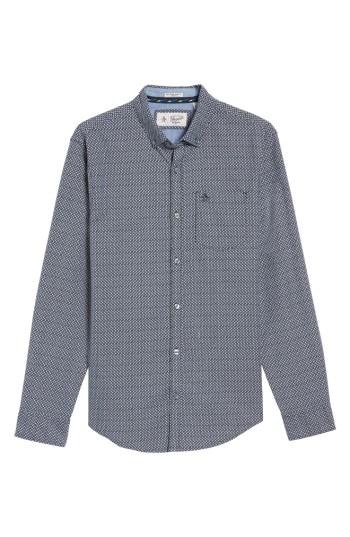 Men's Original Penguin Geo Print Slim Fit Shirt - Blue