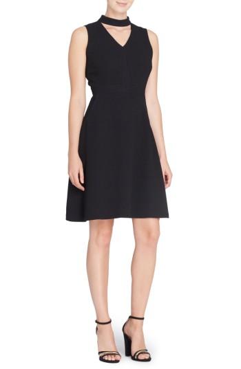 Women's Catherine Catherine Malandrino Wendy Choker Fit & Flare Dress - Black