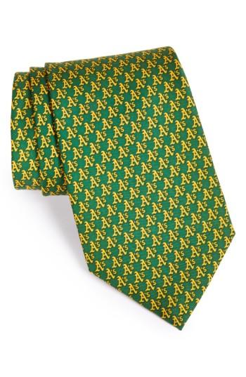 Men's Vineyard Vines 'oakland Athletics - Mlb' Woven Silk Tie, Size - Green