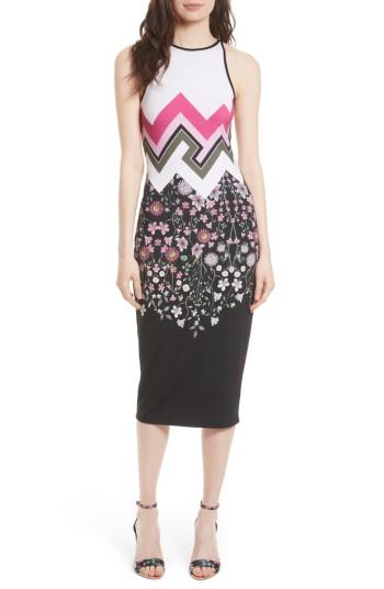 Women's Ted Baker London Seenaa Print Jersey Midi Dress - Black