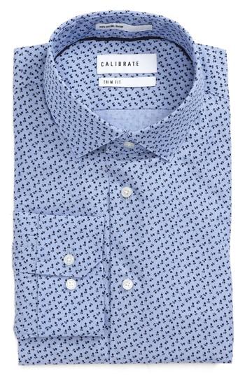 Men's Calibrate Trim Fit Dot Print Dress Shirt