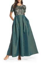 Women's Adrianna Papell Beaded Pleated Gown - Green