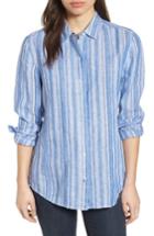 Women's Tommy Bahama Santiago Stripe Linen Blend Shirt - Blue