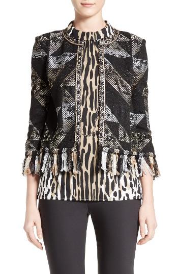 Women's St. John Collection Kiyala Fringe Knit Jacket