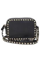 Valentino 'rockstud' Calfskin Leather Camera Crossbody Bag - Black