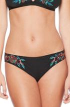 Women's Laundry By Shelli Segal Embroidered Mesh Hipster Bikini Bottoms - Black