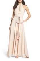 Women's Lulus Ruffle Neck Halter Gown - Ivory