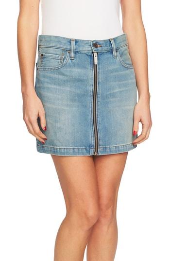 Women's 1.state Zip Front A-line Miniskirt - Blue