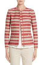 Women's Lafayette 148 New York Kerrington Stripe Jacket, Size - Red