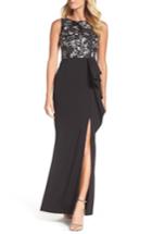 Women's Adrianna Papell Embroidered Bodice Gown - Black