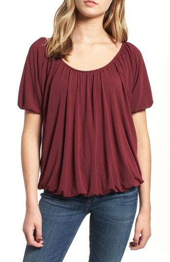 Women's Hinge Open Neck Pleated Top, Size - Red