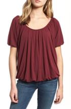 Women's Hinge Open Neck Pleated Top, Size - Red