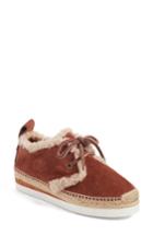 Women's See By Chloe Glyn Genuine Shearling Lace-up Espadrille Us / 36eu - Brown