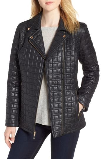 Women's Kate Spade New York Bow Quilted Moto Jacket - Black