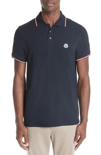 Men's Moncler Maglia Pique Polo - Blue