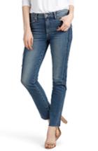 Women's Paige Legacy - Julia Tuxedo Stripe Raw Straight Leg Jeans - Blue