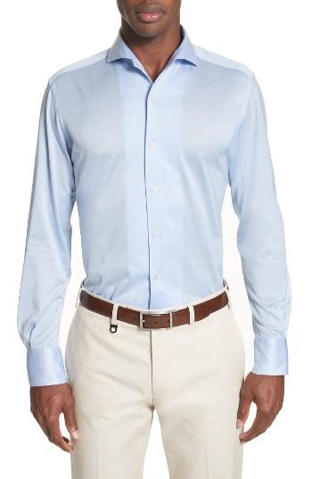 Men's Canali Slim Fit Solid Sport Shirt - Blue