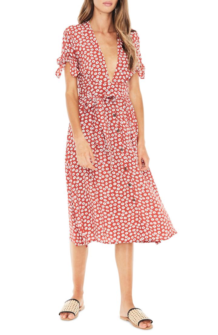 Women's Faithfull The Brand Nina Tie Cuff Midi Dress