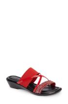 Women's Tuscany By Easy Street Velino Crystal Embellished Strappy Wedge Sandal N - Red