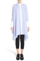 Women's Alexander Mcqueen Stripe Cotton Poplin Cape Top Us / 36 It - Blue