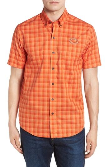 Men's Cutter & Buck Chicago Bears - Fremont Regular Fit Check Sport Shirt - Orange