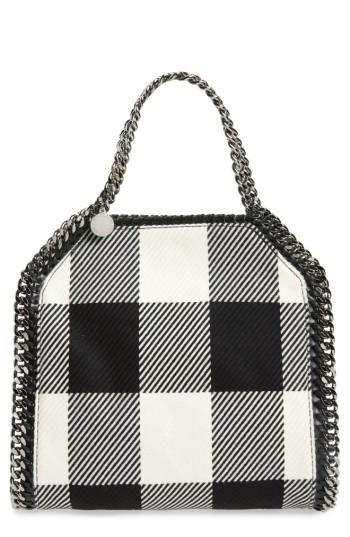 Stella Mccartney Mini Falabella Mixed Print Virgin Wool Tote - Black