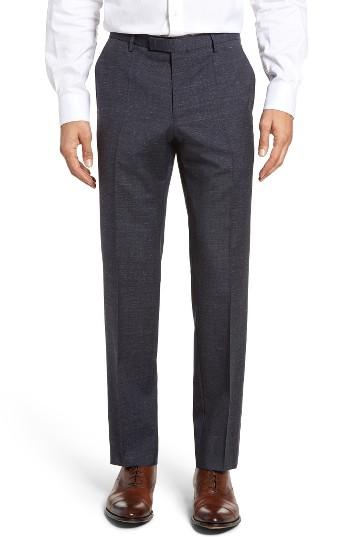 Men's Boss Leenon Flat Front Solid Wool Trousers R - Blue