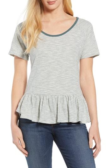 Women's Lucky Brand Stripe Peplum Tee - Green