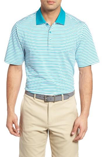 Men's Cutter & Buck Seapines Stripe Moisture Wicking Polo - Blue