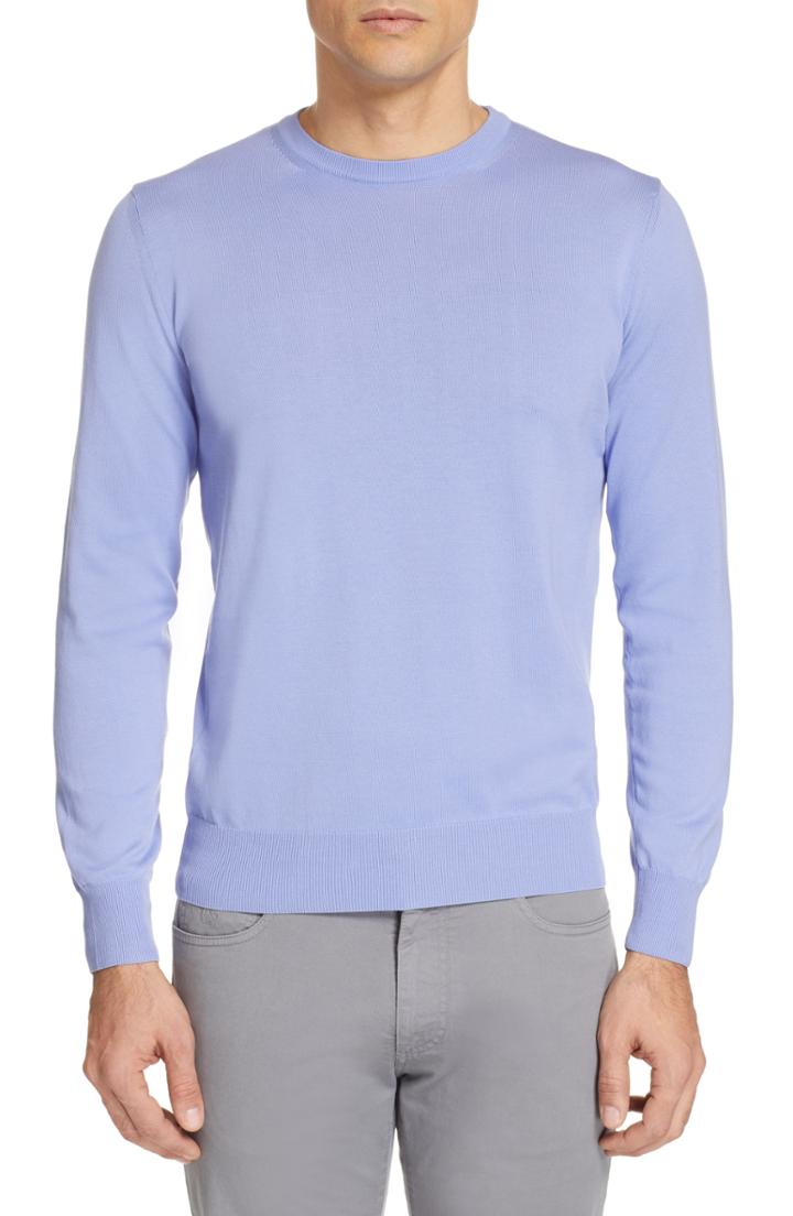 Men's Canali Crewneck Cotton Sweater Us / 50 Eu R - Blue