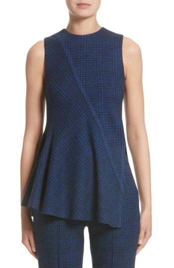 Women's Jason Wu Check Jersey Asymmetrical Peplum Top - Blue
