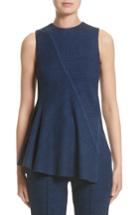 Women's Jason Wu Check Jersey Asymmetrical Peplum Top - Blue