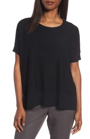 Women's Eileen Fisher Tencel & Merino Wool Top, Size - Black