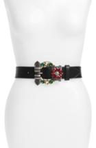 Women's Cara Crystal Embellished Faux Leather Statement Belt - Black Multi