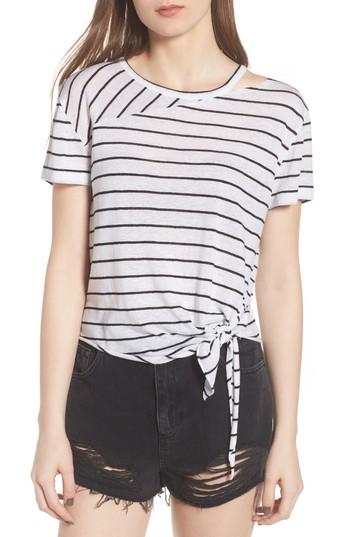 Women's Bp. Splice Neck Tie Hem Tee, Size - White