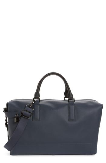 Men's Ted Baker London Potts Leather Duffel Bag - Blue