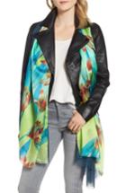 Women's Echo Cascading Floral Double Faced Scarf, Size - Blue