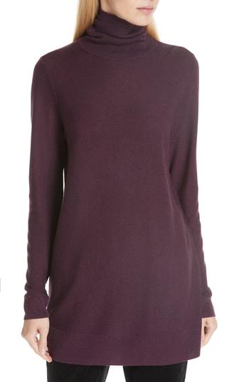 Women's Eileen Fisher Tencel Lyocell & Silk Turtleneck Tunic - Purple