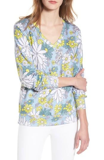 Women's Wildfox Daisy Wallpaper - Baggy Beach Jumper V-neck Pullover