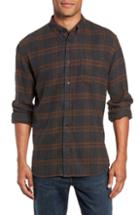 Men's Billy Reid Plaid Cotton Flannel Shirt, Size - Grey