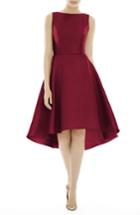 Women's Alfred Sung High/low Cocktail Dress - Burgundy