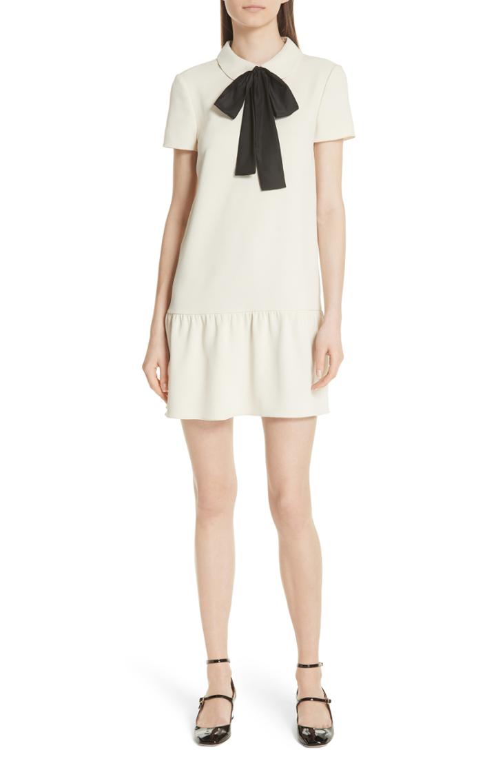 Women's Red Valentino Tie Neck Drop Waist Dress Us / 40 It - Beige