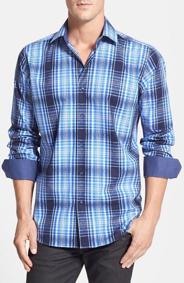 Men's Bugatchi Classic Fit Plaid Sport Shirt