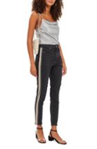 Women's Topshop Moto Stripe Skinny Jeans W X 30l (fits Like 24w) - Black