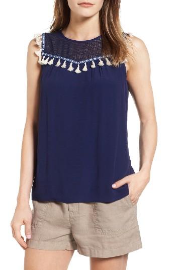 Women's Thml Tassel Trim Mesh Yoke Tank