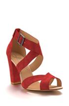 Women's Shoes Of Prey Crisscross Strap Block Heel Sandal .5us / 31eu B - Red